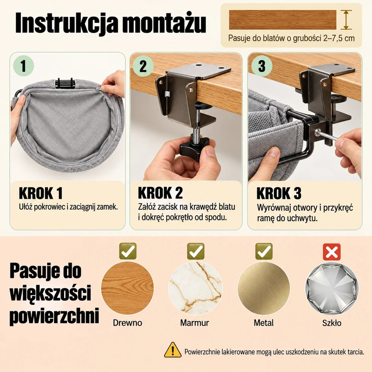 Instrukcja montażu hamaka Biurkot na biurku